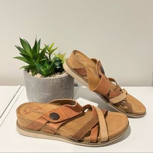 Comfortiva Brown Wedge Velcro Strap Sandals
